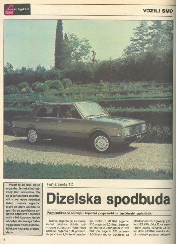 Prenesi PDF testa Fiat Fiat Argenta TD - Avto Magazin