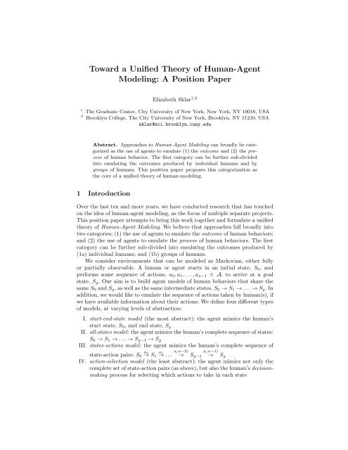 Toward a Unified Theory of Human-Agent Modeling: A Position Paper
