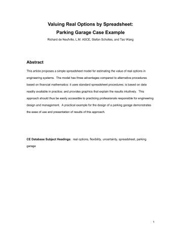 Valuing Real Options by Spreadsheet: Parking Garage Case ... - MIT