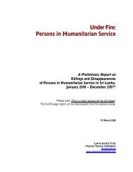 Under Fire: Persons in Humanitarian Service - Law & Society Trust