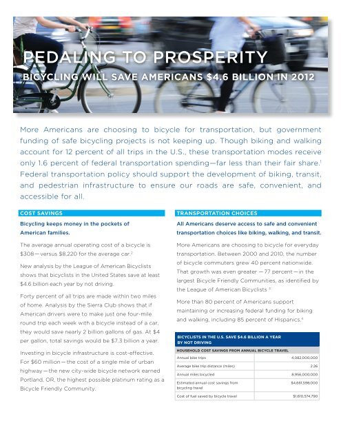 PEDALING TO PROSPERITY - Sierra Club