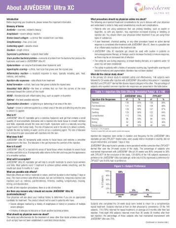 JUVÉDERM ® Ultra XC Patient Labeling (PDF) - Allergan