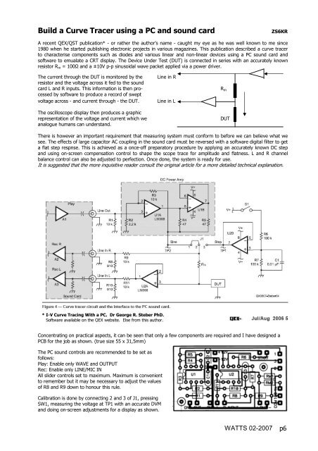 Build a Curve Tracer using a PC and sound card