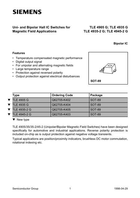 Tle 4935 G Tle 4935 2 G Datasheet Catalog