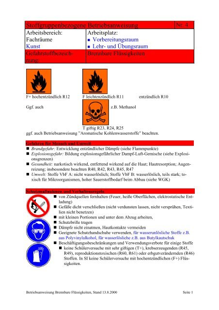 Stoffgruppenbezogene Betriebsanweisung ... - Sichere Schule