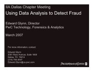 Using Data Analysis to Detect Fraud - IIA Dallas Chapter