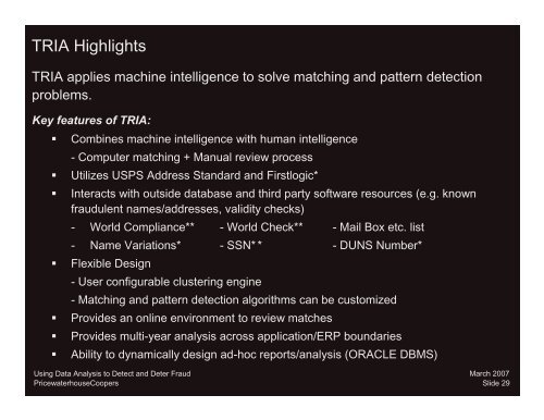 Using Data Analysis to Detect Fraud - IIA Dallas Chapter