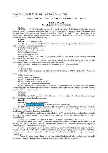 28.11.2008 Resmi Gazete SayÄ±sÄ±: 27068 - Bilim, Sanayi ve Teknoloji ...