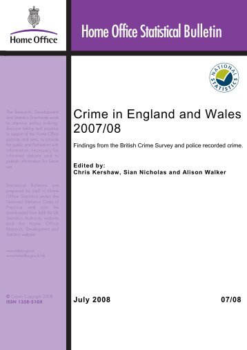 Crime in England and Wales 2007/08 Findings from the British ...