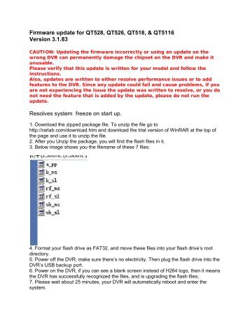 Firmware update for QT528, QT526, QT518, & QT5116 ... - Q-See