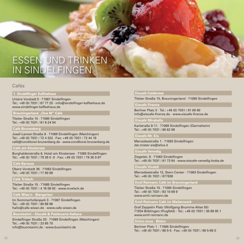 Hotel & Gastronomie 2012 - Wirtschaftsförderung Sindelfingen GmbH