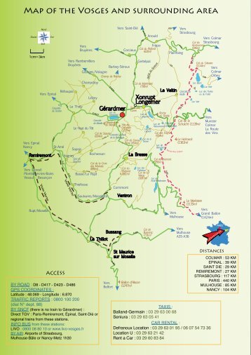 Map of the Vosges and surrounding area - Office du tourisme de ...