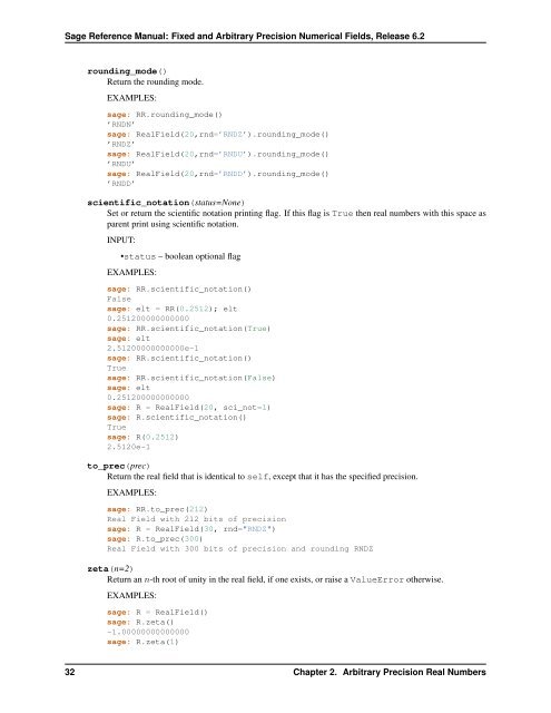 Fixed and Arbitrary Precision Numerical Fields - Sage