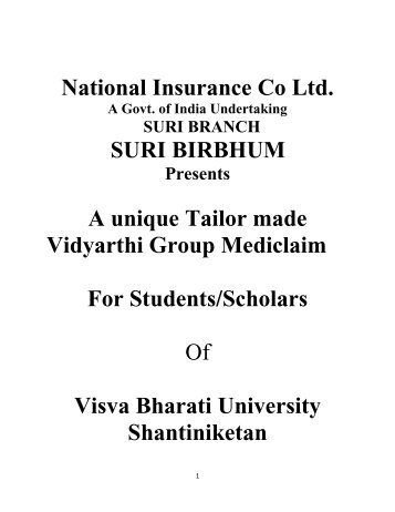 Vidyarthi Group Mediclaim For Students/Scholars - Visva-Bharati