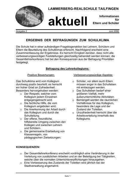 ergebnis der befragungen zum schulklima - Lammerberg ...