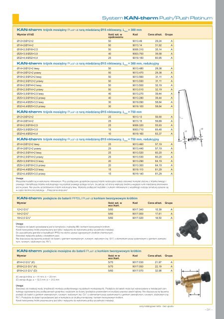 System KAN-therm Push - Cennik 07/2013