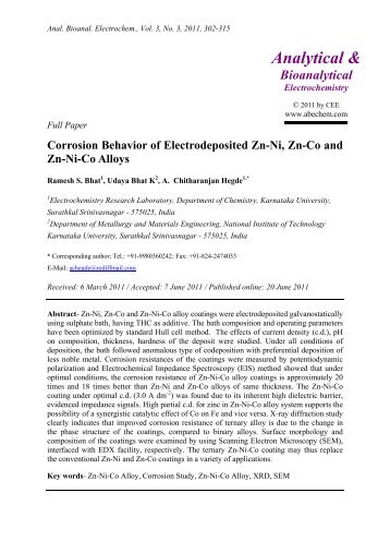 Analytical & Bioanalytical Electrochemistry