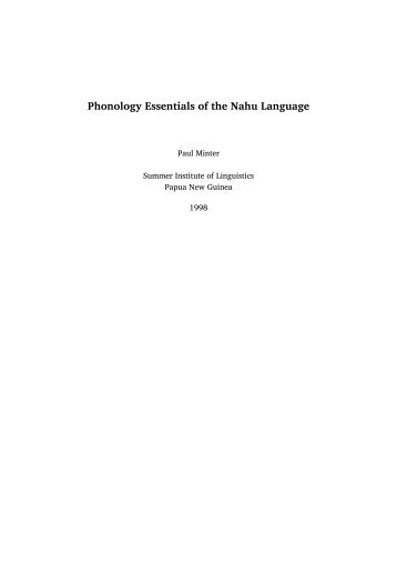 Phonology Essentials of the Nahu Language