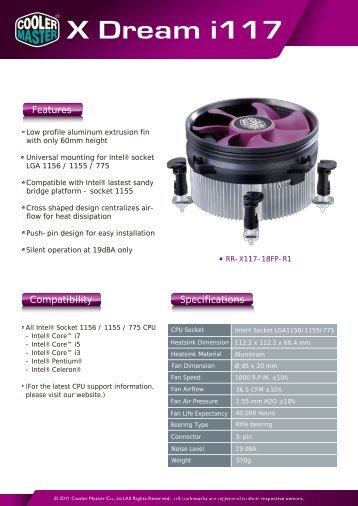 X Dream i117 Product Sheet-1 - Cooler Master