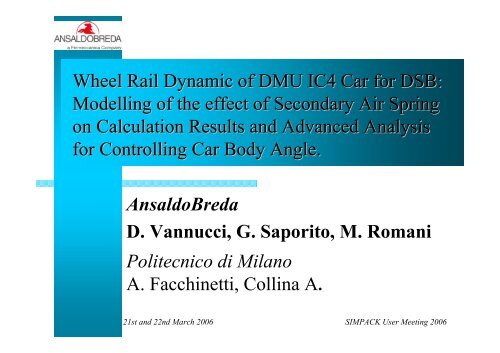 Italy Wheel Rail Dynamic of DMU IC4 Car - Simpack.com