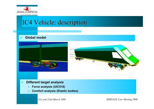 Italy Wheel Rail Dynamic of DMU IC4 Car - Simpack.com