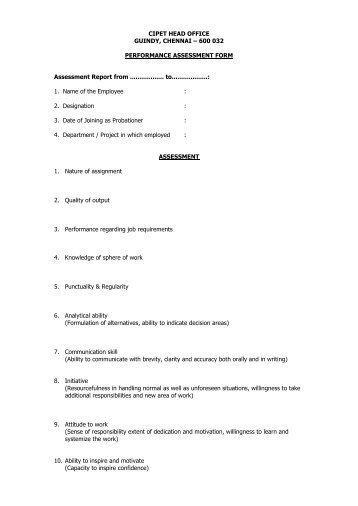 Probation Period Assessment Form