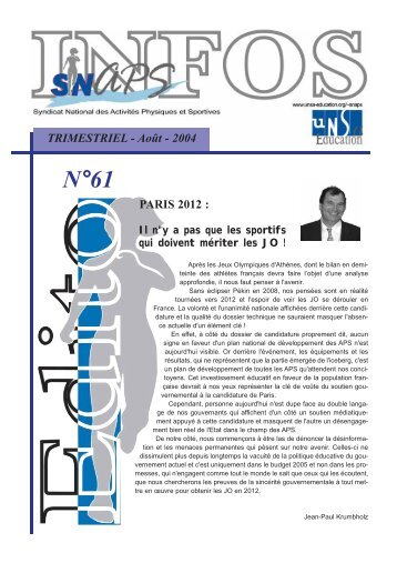 SNAPS Infos 61 - Syndicat national des activitÃ©s physiques et ...