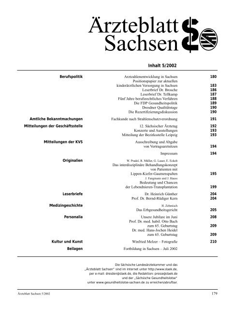 Ärzteblatt Sachsen 5/2002 - Sächsische Landesärztekammer