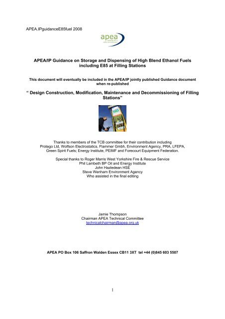 1 APEA/IP Guidance on Storage and Dispensing of High Blend ...
