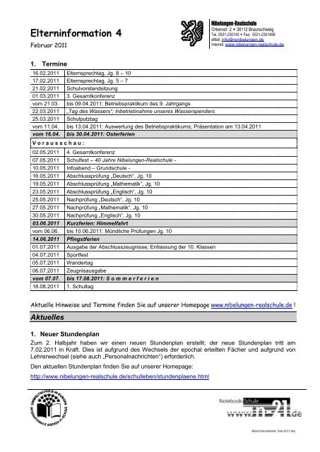 Elterninformation 4, Februar 2011 - Nibelungen-Realschule ...