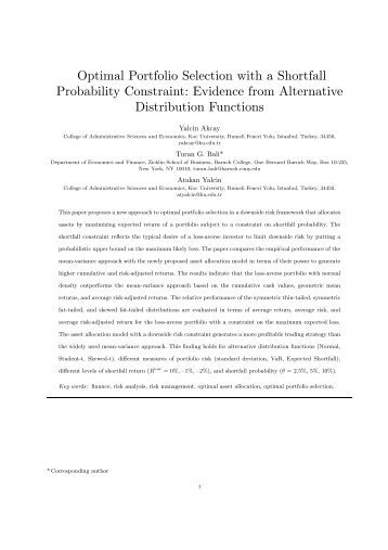 Optimal Portfolio Selection with a Shortfall Probability Constraint ...