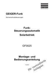 Steuerungsautomatik Solarbetrieb GF0025 Montage - Geiger ...