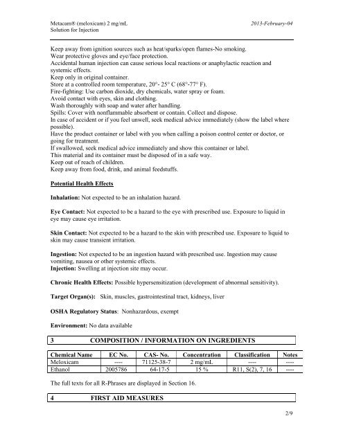 MATERIAL SAFETY DATA SHEET - Boehringer Ingelheim Vetmedica