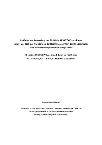 Leitfaden zur Anwendung der Richtlinie 89/336/EWG - FED-Wiki