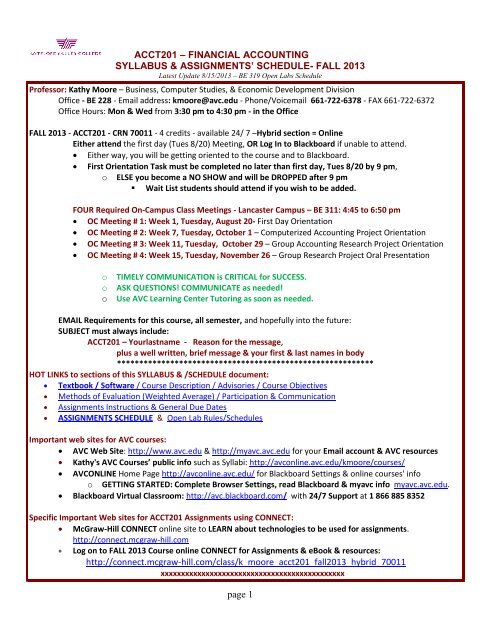 Syllabus Suggestion - AVC Distance Education