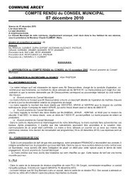 COMPTE RENDU du CONSEIL MUNICIPAL 07 décembre ... - Arcey