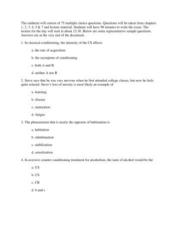 Midterm Sample Questions