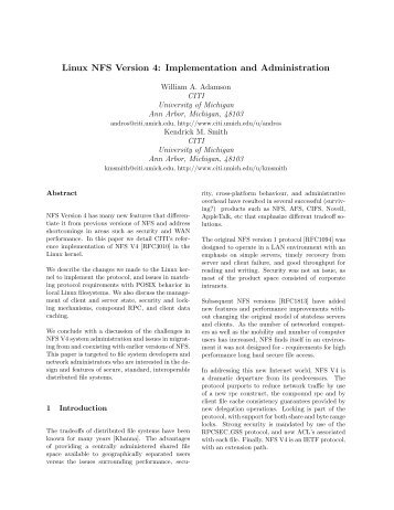 Linux NFS Version 4: Implementation and Administration