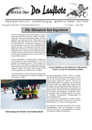 Die Skisaison hat begonnen - Skiclub Olpe