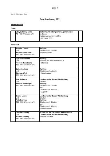 Sportlerehrung 2011