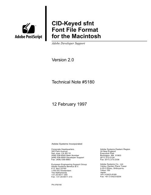 CID-Keyed sfnt Font File Format for the Macintosh - Adobe Partners