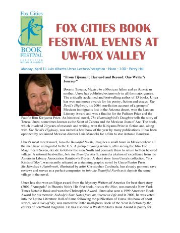 fox cities book festival events at uw-fox valley - University of ...