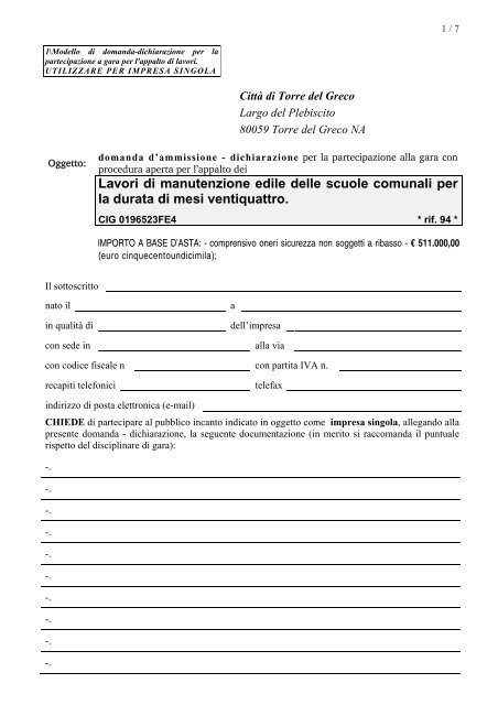 Lavori di manutenzione edile delle scuole comunali per la durata di ...