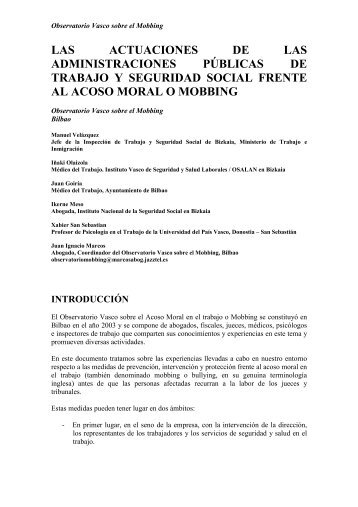 Observatorio Vasco sobre el Mobbing - Acoso moral