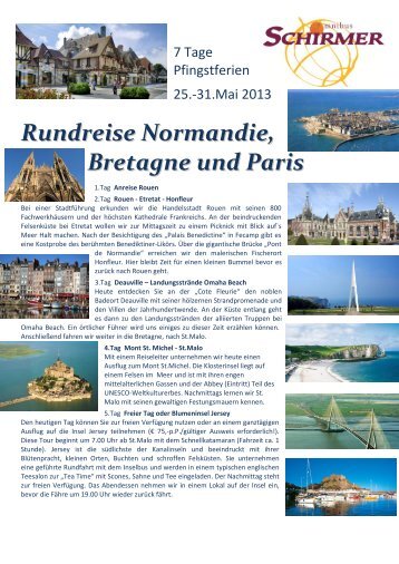 Rundreise Normandie, Bretagne und Paris - Omnibus-Schirmer