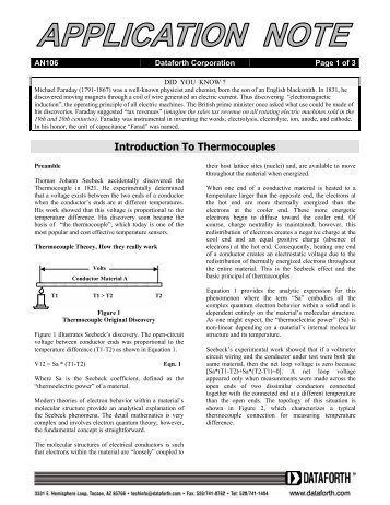 an106: Introduction To Thermocouples - Dataforth