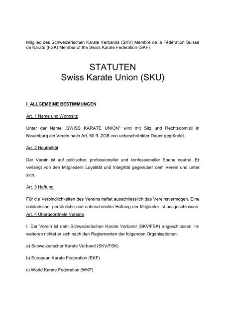STATUTEN Swiss Karate Union (SKU)