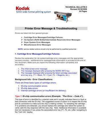 Printer Error Message & Troubleshooting - Kodak