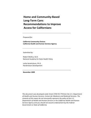 Home and Community-Based Long-Term Care - California ...