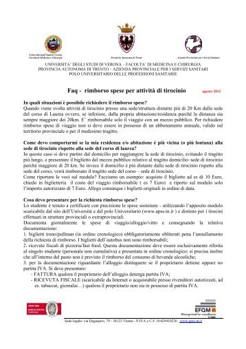 Faq - rimborso spese per attivitÃ  di tirocinio - Azienda Provinciale ...